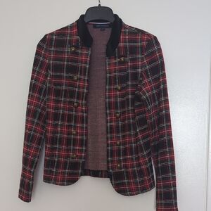 Tommy Hilfiger Plaid Fabric Military Jacket